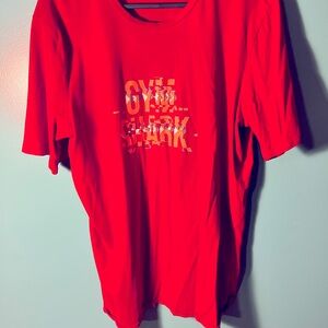 Red and orange Gymshark workout shirt